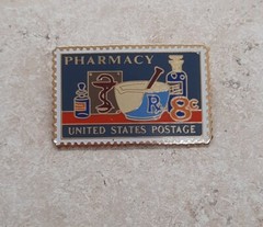 Vintage Pharmacy United States Postage 8 Cent Stamp Pin
