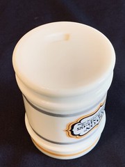 Vintage DARVON COMPOUND 65 Apothecary Custard Milk Glass Jar Canister & Lid 5.5”