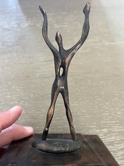 Vintage Bronze Bakelite? Dicarbosil Pharmaceutical Ad Statue Trophy MCM