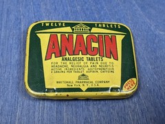 Vintage Metal Tin – Anacin Analgesic Tablets w/ Leaflet Whitehall Pharmacal NY