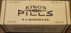 H. E. Bucklen & Co King’s Pills Vintage Medicine Box & Glass Bottle 36 Pills