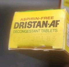 NOS 80’s Vintage Dristan-AF Aspirin Free Medicine 50 ~ Plastic Bottle HTF Rare