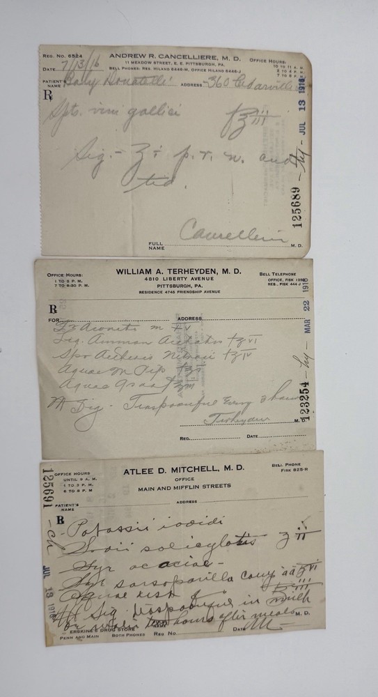 3 Vintage 1916 Prescriptions