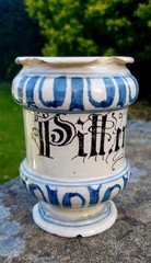 17thC Blue & White Albarello Drug Pharmacy Jar