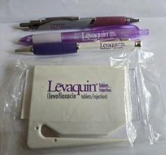LEVAQUIN Metal Pens + Letter Opener Vintage Pharmaceutical Drug Rep Promo WRITES