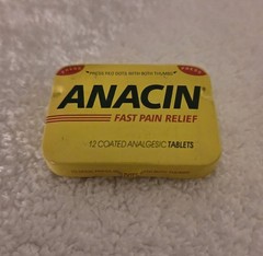 Vintage Aspirin Tin Lot:Yellow Anacin tin & Laymon’s 5¢ Tin World’s Products Co