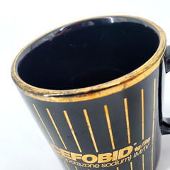 Cefobid Black Gold Stripes Coffee Mug Cup Pharmaceutical Drug Rep Pharma Promo