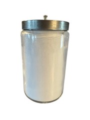 Grafco Medical Apothecary Glass Jar Stainless Lid Blue Letters Tongue Depressors