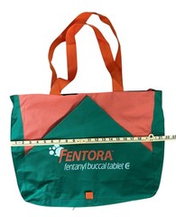 Vintage Rare FENTORA Drug Rep Pharma Merch Zippered Tote Bag Front Flap Open