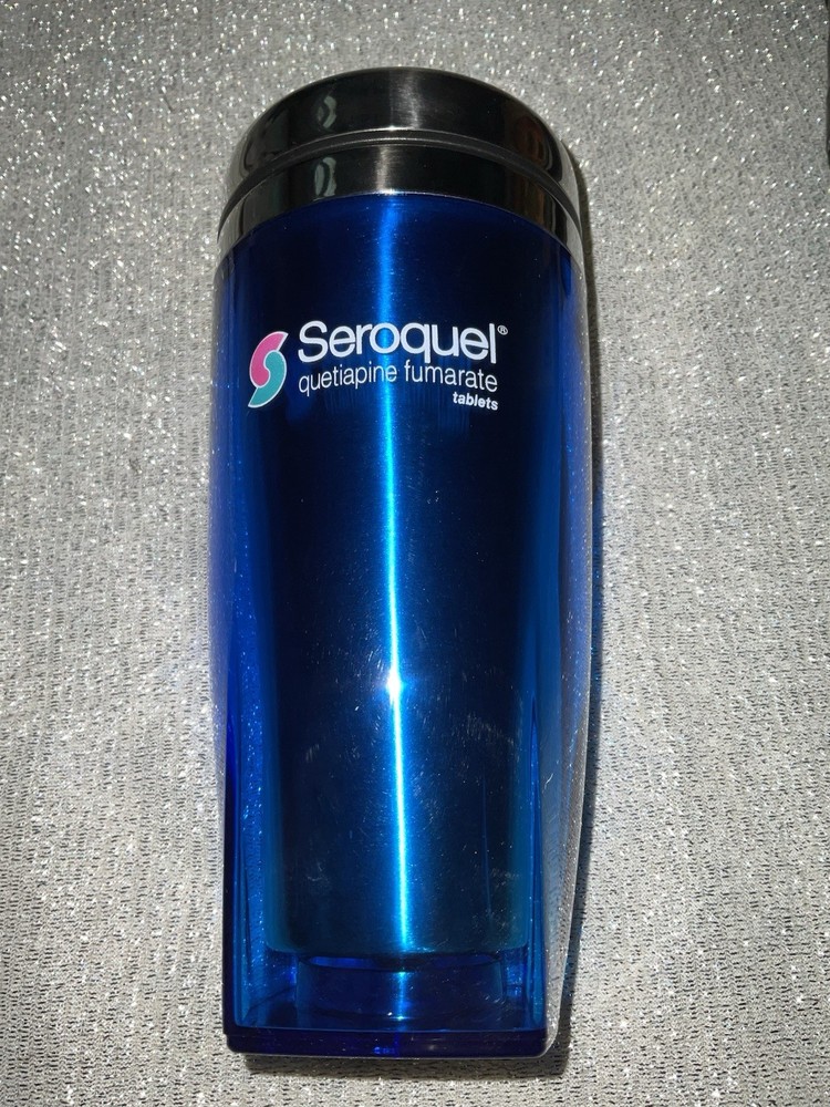 Seroquel 16 Oz Stainless Steel Travel Mug Pharmaceutical Drug Rep Promo Advert