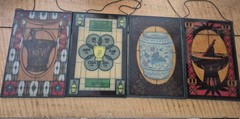 4 Stain Glass Panels Schering Pharmacy Rx Ad Premium USA Bicentennial 1976 VTG