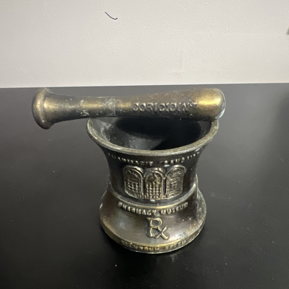 Vintage 1977 Schering Brass Mortar and Pestle 15th Edition Louis DuFilho 2.5″ C7