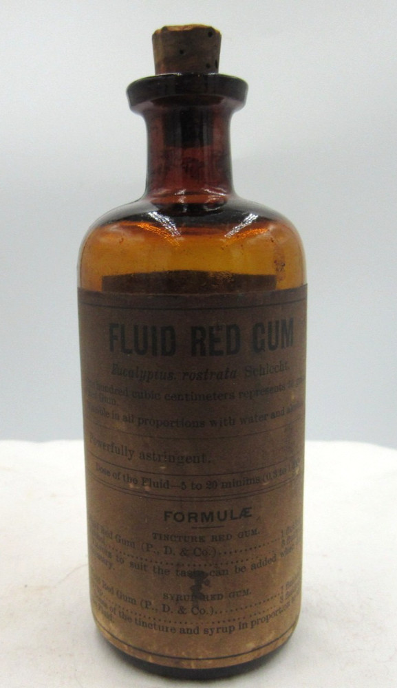 BW – 1890’s Parke, Davis & CO Fluid Red Gum Detroit Mich 4 5/8 “ Medicine bottle