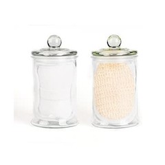 Mini Glass Apothecary Jars, Bathroom Storage Organizer Canisters for Cotton S…