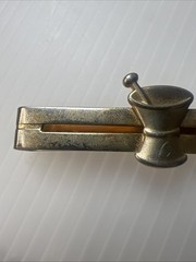 Pharmacy Apothecary Mortar & Pestel Tie Clip Tie Bar Vintage Gold Tone Anson