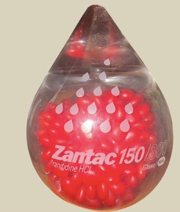 Zantac Ranitidine HCl Glass Paperweight by Glaxo Pharmaceutical Collectible