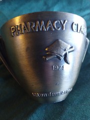 Vintage Brass Rx Graduate 1971 Mortar Pestle MEDICAL HISTORY coricidin INDUSTRY
