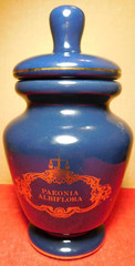 C/J~Apothecary Jar Eli Lilly „Paeonia Albiflora“ Pharmaceutical 4-58 Blue Empty