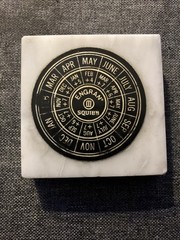 MARBLE VINTAGE RARE ENGRAN SQUIBB PHARMACEUTICAL CALENDAR ( Square ) MED TOOL