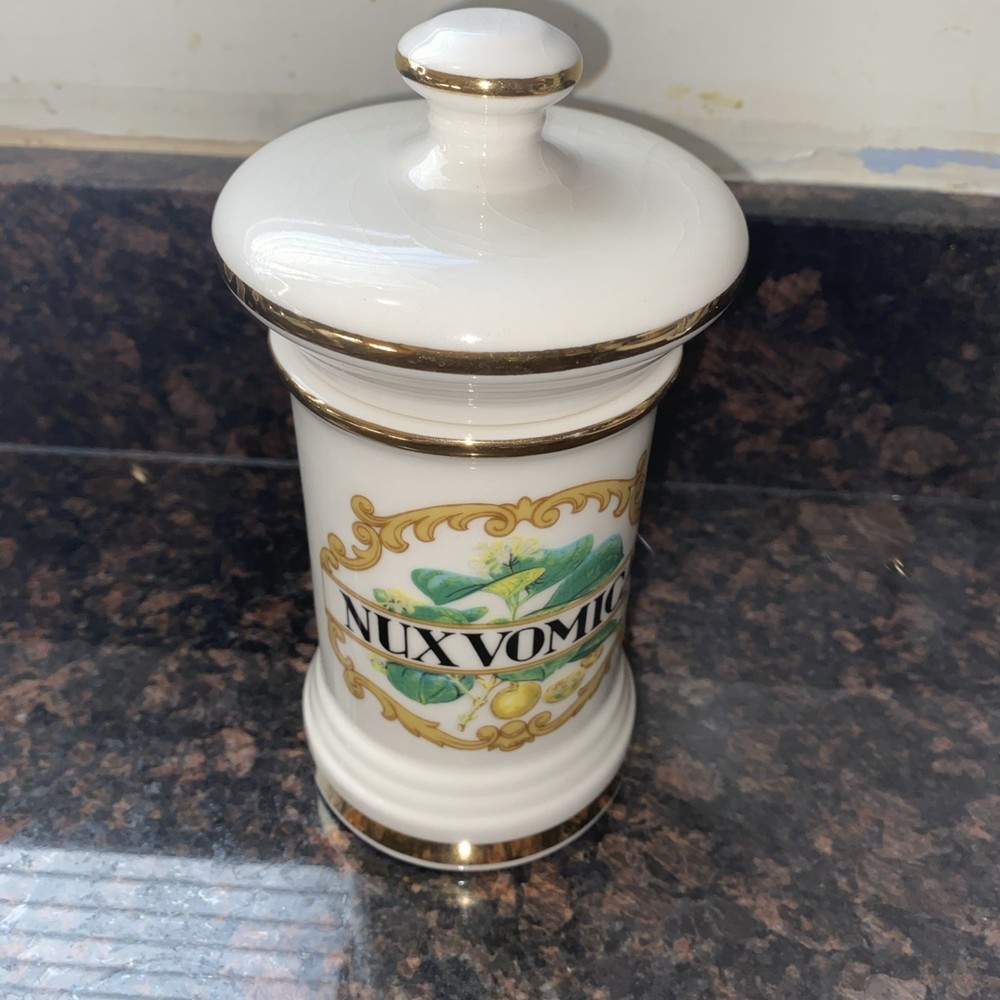 Fol. Bellad. Ceramic Apothecary Jar With Lid – Ceramic Pharmaceutical VTG 7.5