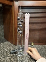 NEW Galileo Thermometer 15” Tall Glass Tube W/ Floating Spheres & Degrees