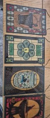 4 Stain Glass Panels Schering Pharmacy Rx Ad Premium USA Bicentennial 1976 VTG