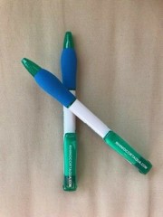 2 Green, White & Blue Rhinocort Aqua Jagger Pens with clip & Grip – New