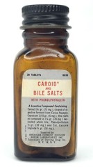 C1960s NOS Caroid Bile Salts Advertising Sterling Drug Bottle American Ferment