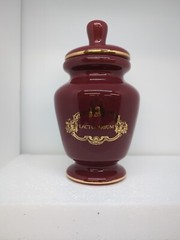 Vintage Burgundy Apothecary Jar with Lid Lactucarium w/ Scales in Gold Pharmacy