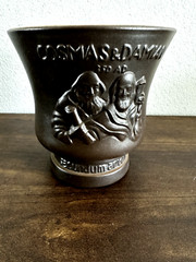 Schering Cosmas & Damian Brown Ceramic Mortar Coricidin *No Pestle*