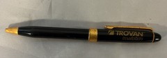 Trovan Vintage Pharmaceutical Drug Rep Heavy Pen Black & Gold Tone WORKS! Used