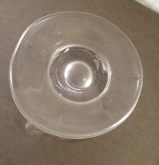 ANTIQUE Vtg ETCHED GLASS APOTHECARY FOOTED MEASURING BEAKER POUR SPOUT 3-5/8″