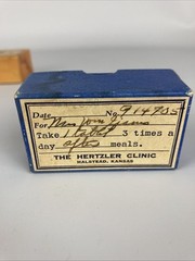 2 x Vintage Hertzler Clinic Prescription Pill Box Cardboard Paper Rx Pharmacy