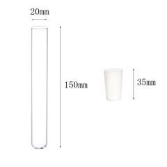 Glass Test Tubes with Rubber Stoppers 150mm x 20mm Pack of 10 and 1pcs Brush 