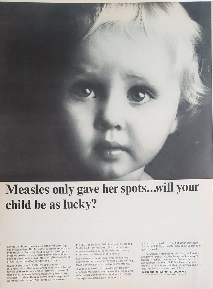 Merck Sharp & Dohme Print Ad Vintage Ephemera Wall Art Decor Measles