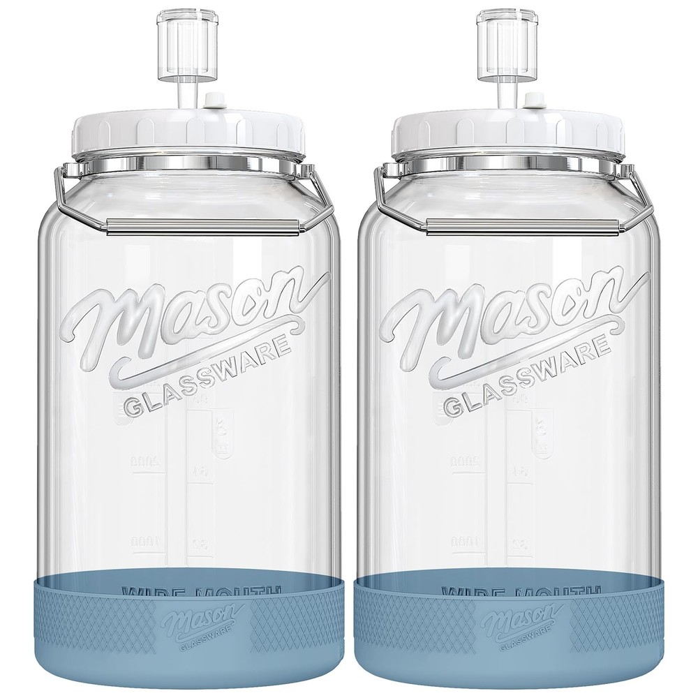 2 Pack 1.5 Gallon Large Fermentation Jars with Airtight Lids & Airlocks, Wide…