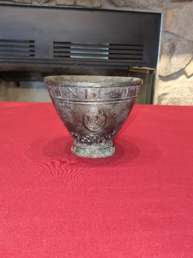 Schering 131-201 A.D. Pharmacists RX Brass Mortar Pestel, Bowl, Claudius Galen