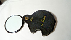 Vintage Advertising Pocket Magnifyer Leather & Glass „Lilly“