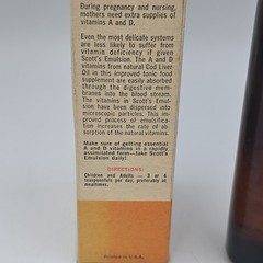 Vintage 1950’s SCOTT’S EMULSION BOTTLE w/ Contents Harold Ritchie, CLIFTON NJ