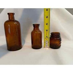 Vintage medicine bottles brown Frontier Asthma Co., Lysol, Chesebrough
