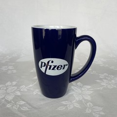 Pfizer Pharmaceutical Advertising Coffee Mug Drug Promo Vaccine 18 oz Indigo
