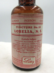 1950’s Eli Lilly Tincture Lobelia Indianapolis 5 1/4 Amber Medicine bottle
