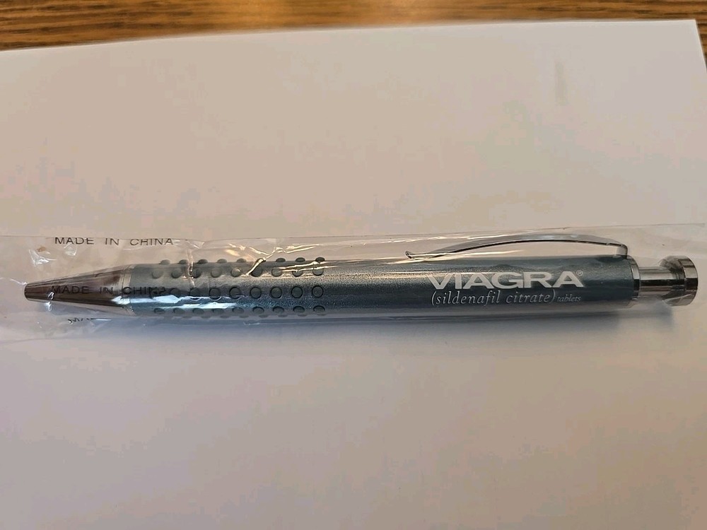 VIAGRA Heavy Metal Pen Pharmaceutical Rep Promo Gray Silver HTF Vintage – Works