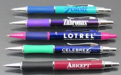 Drug Rep Pharmaceutical Sleek Metal PENS Lot of 5 Aricept Celebrex Zoloft Lotrel