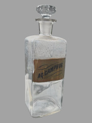 Antique Pharmaceutical Apothecary Medical AQ. Camphor 12″ Glass Bottle Jar