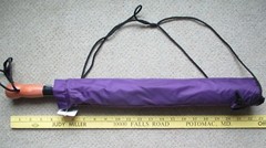 Stromberg golf folding push button umbrella 48in Sustiva logo purple with case
