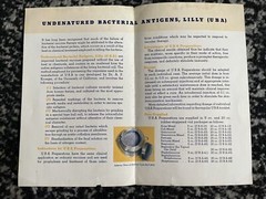 Vintage Eli Lilly Company Chemical Pamphlet Undenatured Bacterial Antigens M