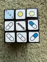 Vintage Pharmaceutical Drug Rep Rubik Cube Ad For Apresazide, Ciba, Etc, Used