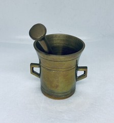 Antique 1940s Brass Mortar & Pestle Pharmacy Drug Store Apothecary Medicine 36