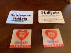 Drug Rep 4 Magnets „Halfprin“ 1 with emergency medical information.